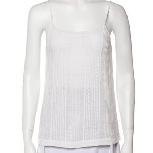 Theory White Lace Square Neck Top